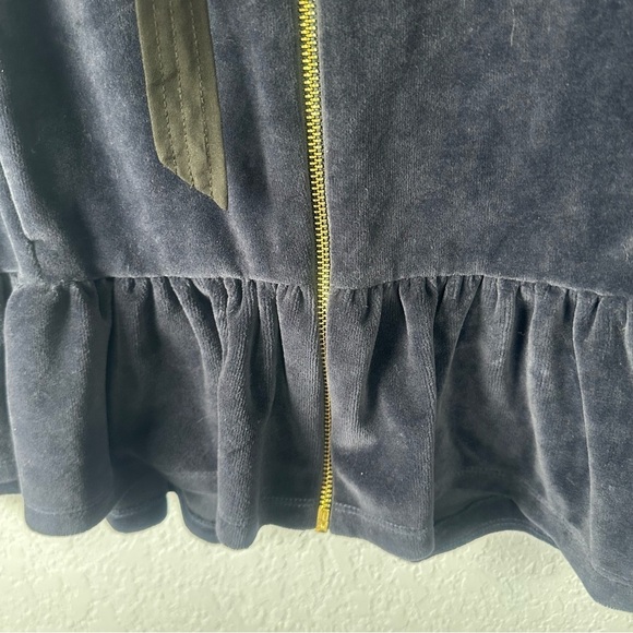 Kate Spade Broome Street Navy Velour Hooded Ruffle Jacket Size XS - Picture 3 of 6
